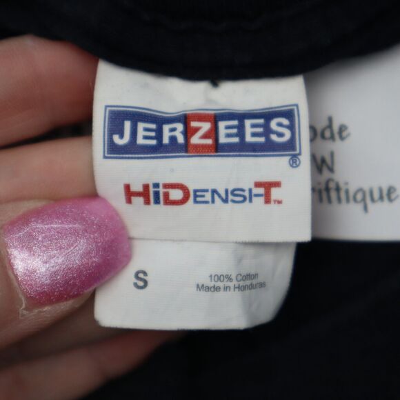 Jerzees Shirt Mens S Black Short Sleeve Crew Neck Graphic Print Cotton T Shirt - Picture 2 of 16